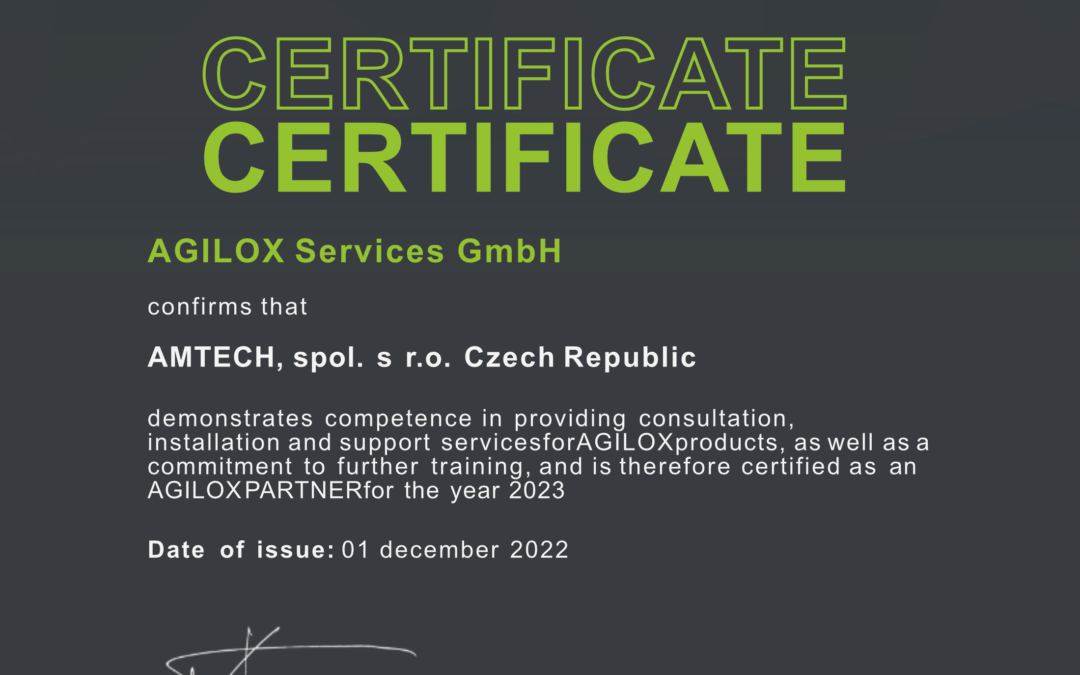 AGILOX certifikát